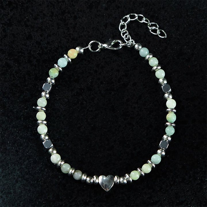 Bracciale Buddha Stones in pietra naturale, amazzonite, ametista, lazurite, lapislazzuli, quarzo rosa, cuore, equilibrio positivo - image 1