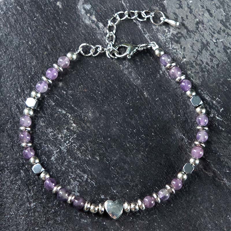 Bracciale Buddha Stones in pietra naturale, amazzonite, ametista, lazurite, lapislazzuli, quarzo rosa, cuore, equilibrio positivo - image 10