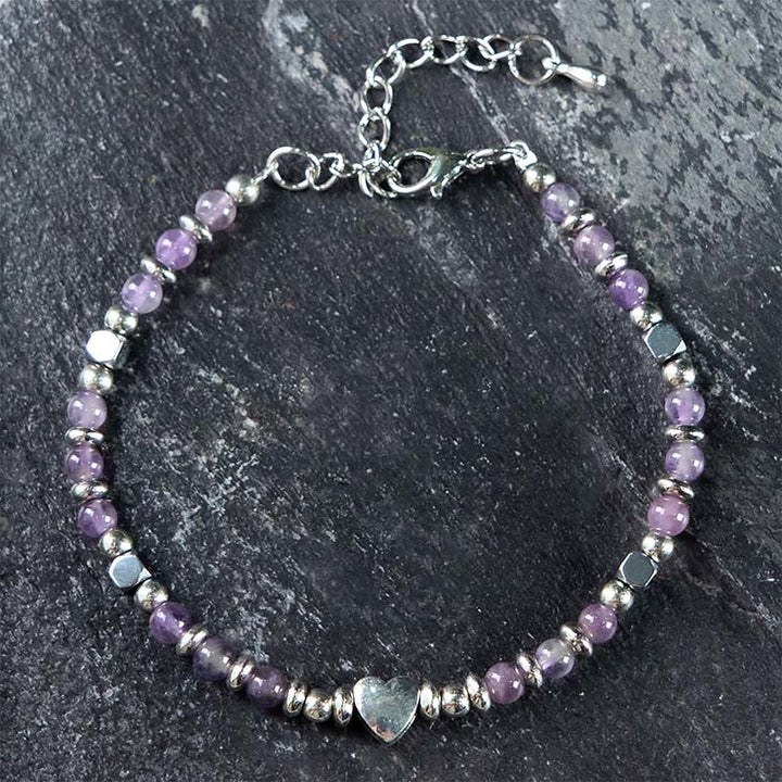 Bracciale Buddha Stones in pietra naturale, amazzonite, ametista, lazurite, lapislazzuli, quarzo rosa, cuore, equilibrio positivo - image 10