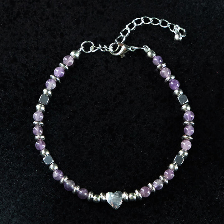 Bracciale Buddha Stones in pietra naturale, amazzonite, ametista, lazurite, lapislazzuli, quarzo rosa, cuore, equilibrio positivo - image 11