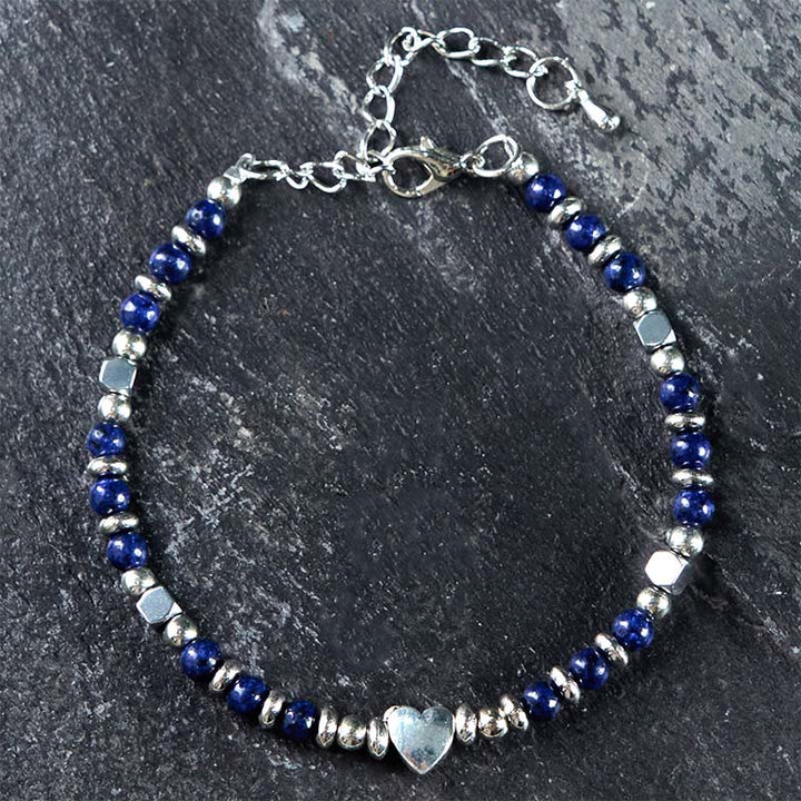 Bracciale Buddha Stones in pietra naturale, amazzonite, ametista, lazurite, lapislazzuli, quarzo rosa, cuore, equilibrio positivo - image 15