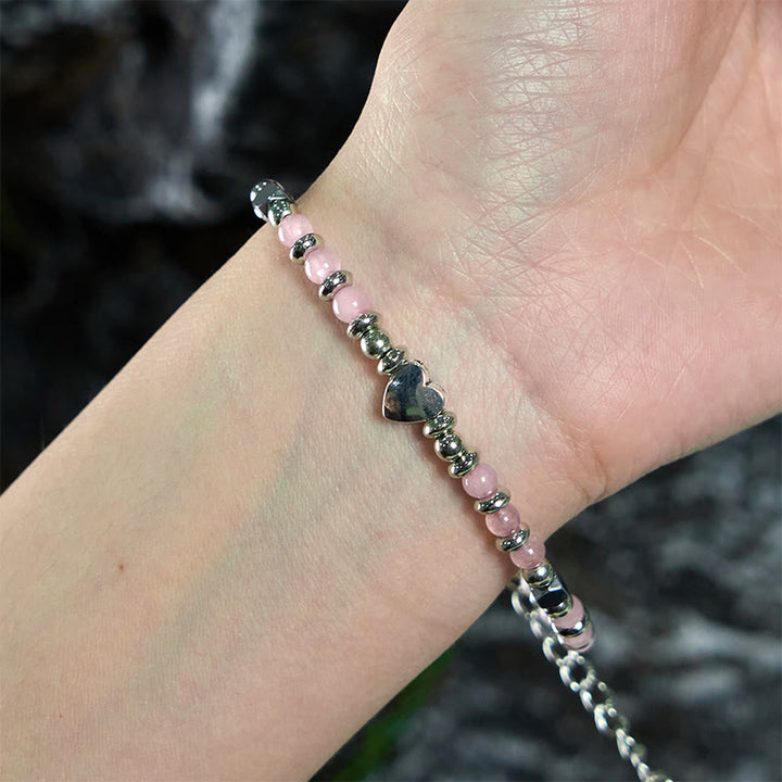 Bracciale Buddha Stones in pietra naturale, amazzonite, ametista, lazurite, lapislazzuli, quarzo rosa, cuore, equilibrio positivo - image 22