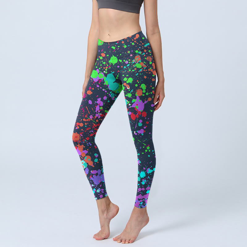 Leggings da yoga da donna con stampa a schizzi di inchiostro nero Buddha Stones - Nero - US18, UK/AU22, EU50 (4XL) - image 0