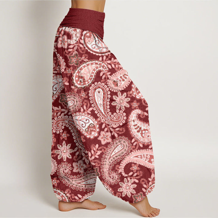 Pantaloni harem da donna con elastico in vita e motivo paisley casual in cotone Buddha Stones - image 1