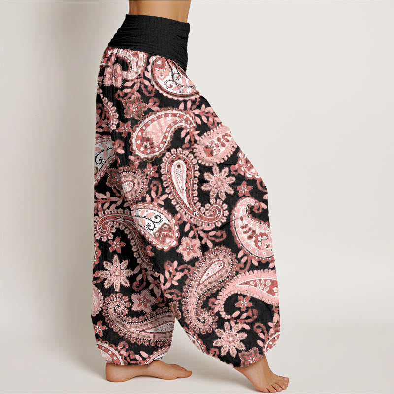 Pantaloni harem da donna con elastico in vita e motivo paisley casual in cotone Buddha Stones - image 8