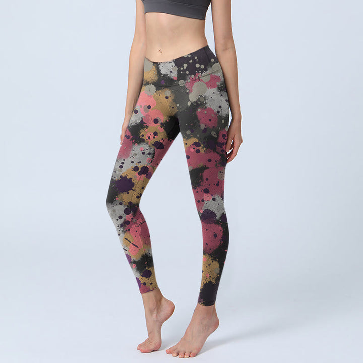 Leggings da yoga da donna con stampa a schizzi Buddha Stones - Nero - US18, UK/AU22, EU50 (4XL) - image 0