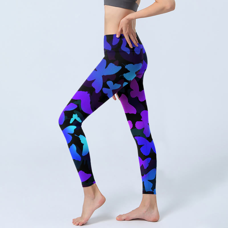Leggings da yoga da donna con stampa a farfalla sfumata Buddha Stones - image 2
