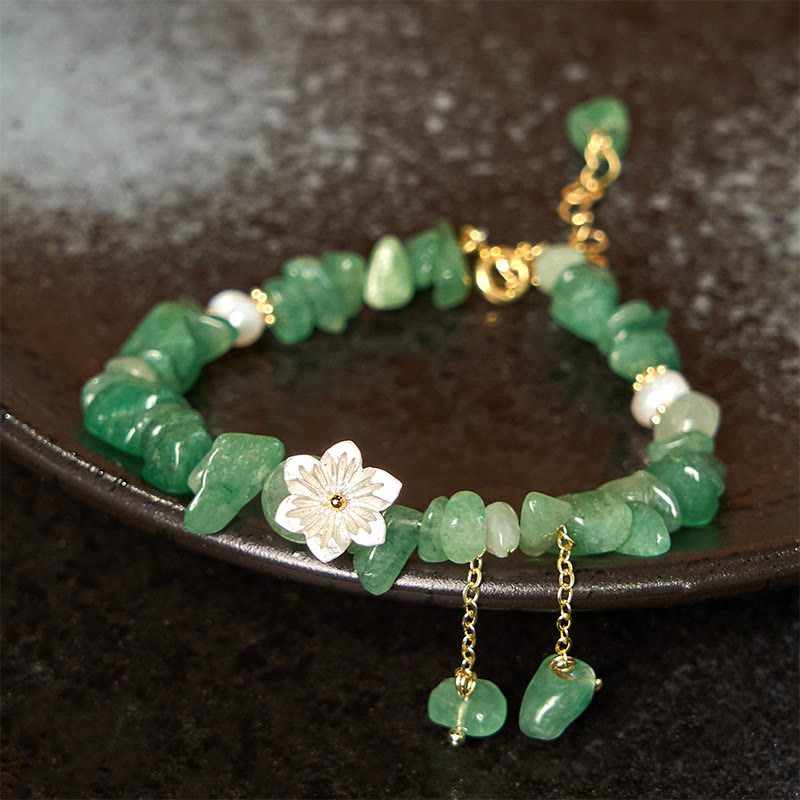 Buddha Stones Quarzo fragola naturale Quarzo fragola verde Braccialetto di guarigione di cristallo Super Seven Flower
