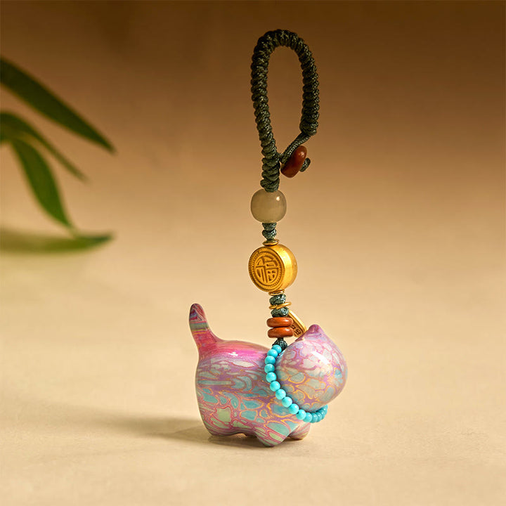 Buddha Stones Hetian Jade Sandalo naturale Sandalo rosso Sandalo verde Fu Carattere Abbondanza Portachiavi