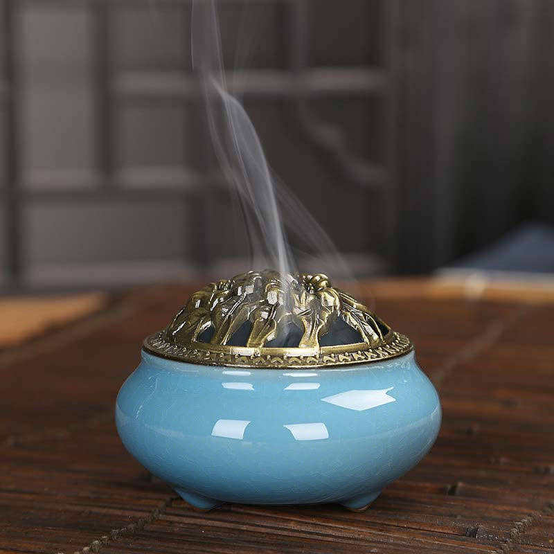 Buddha Stones Bruciatore di incenso in ceramica colorata