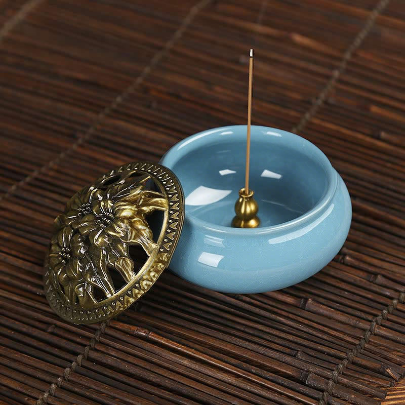 Buddha Stones Bruciatore di incenso in ceramica colorata