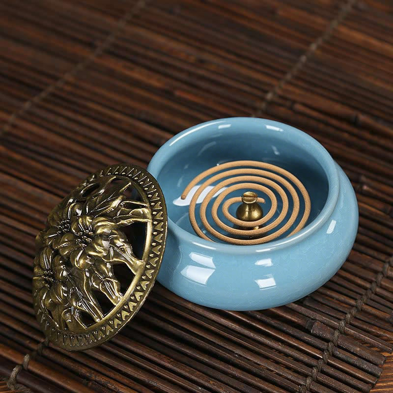 Buddha Stones Bruciatore di incenso in ceramica colorata