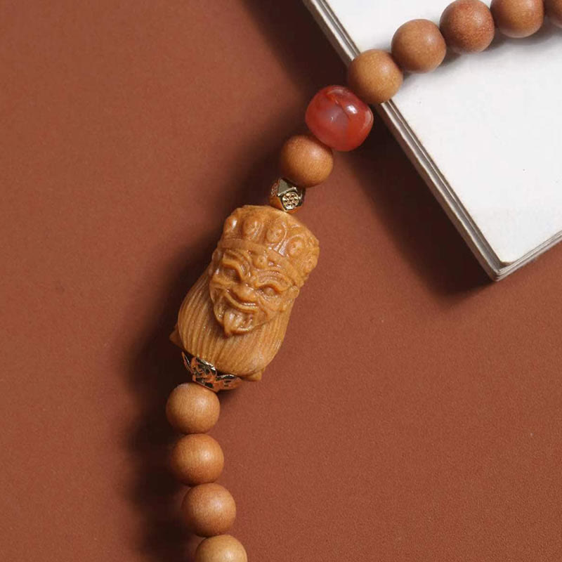 Bracciale della fortuna in agata rossa del sud, sandalo e Buddha Stones tibetane Zakiram, dea della ricchezza - image 4