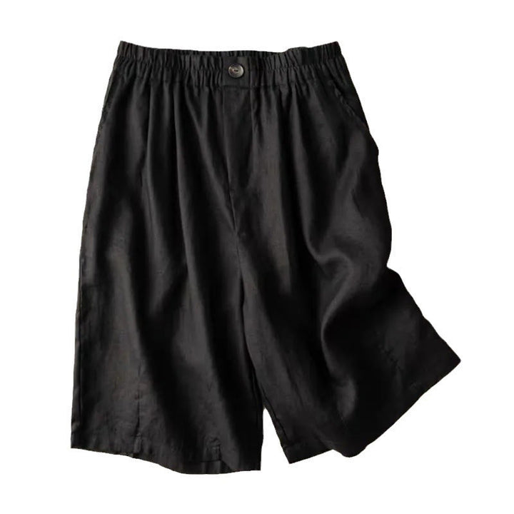 Pantaloncini da donna estivi casual con bottoni, in cotone e lino, con motivo Buddha Stones e tasche. - image 16