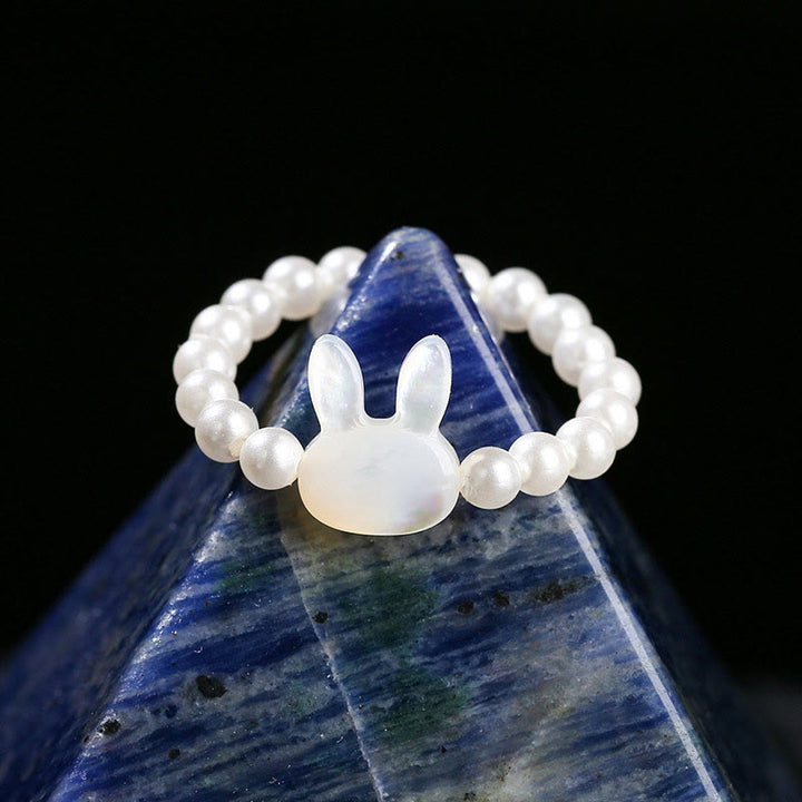 Anello elastico per la benedizione del coniglio con perline di pietra tridacna da 3 mm Buddha Stones