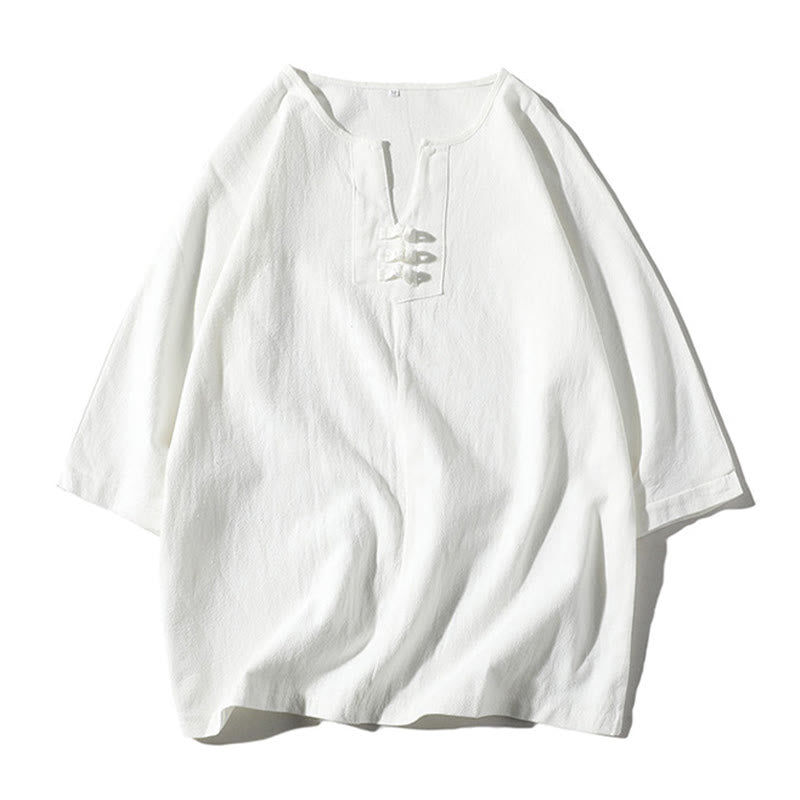 Set di abbigliamento da meditazione da uomo con motivo Buddha Stones , composto da t-shirt semplice con colletto a revers e pantaloncini a gamba larga con tasche. - image 16