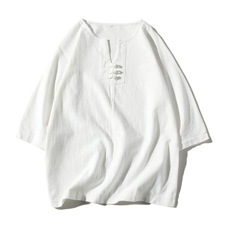 Set di abbigliamento da meditazione da uomo con motivo Buddha Stones , composto da t-shirt semplice con colletto a revers e pantaloncini a gamba larga con tasche. - image 16