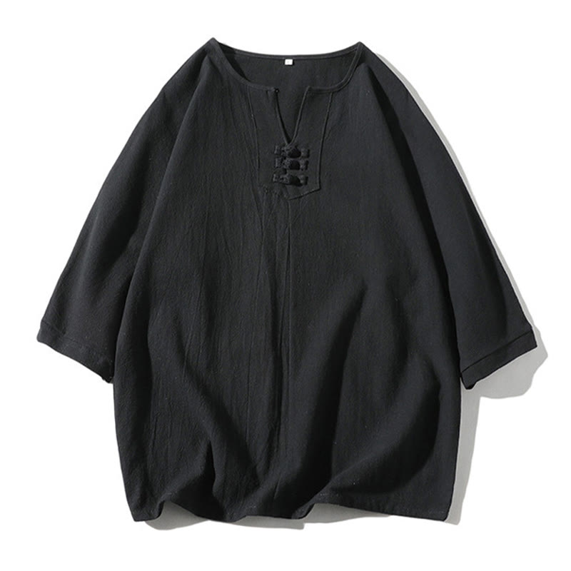 Set di abbigliamento da meditazione da uomo con motivo Buddha Stones , composto da t-shirt semplice con colletto a revers e pantaloncini a gamba larga con tasche. - image 19