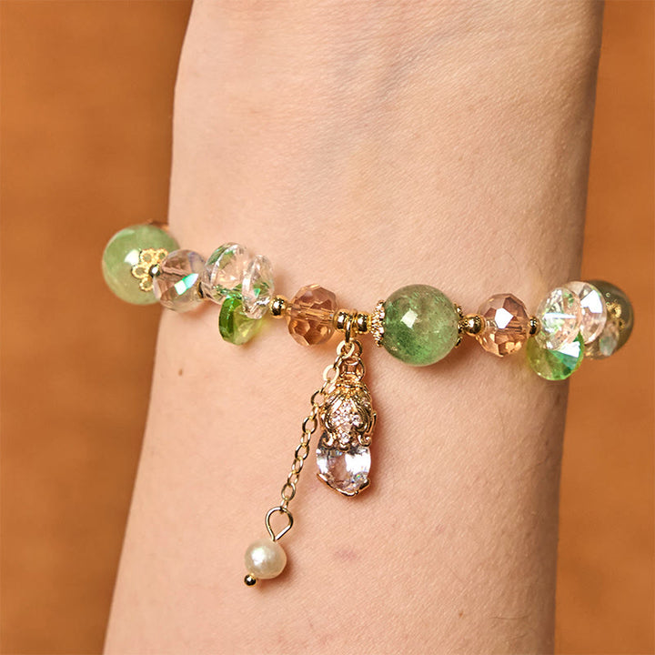 Braccialetto della prosperità PiXiu in quarzo fragola verde citrino naturale Buddha Stones