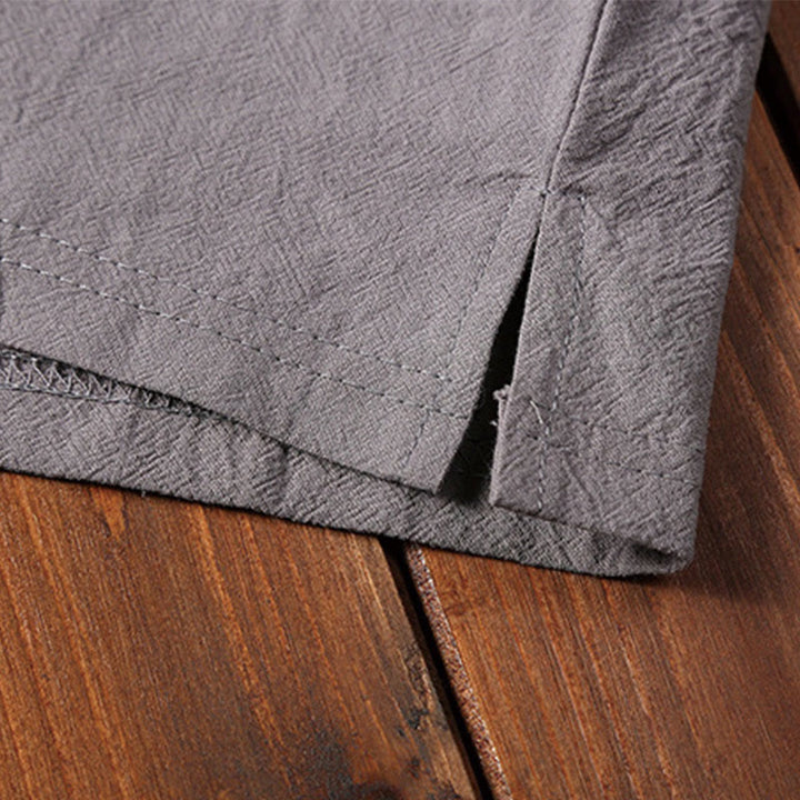 Set di 2 magliette a maniche corte con colletto a tacca semplice Buddha Stones, pantaloncini con tasche, in cotone e lino, per meditazione da uomo - image 12