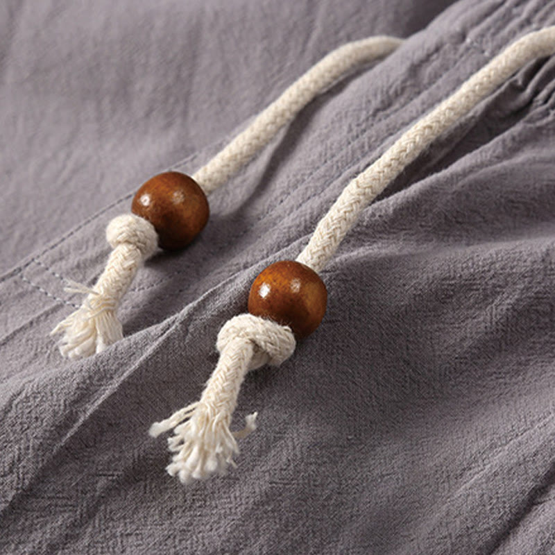 Set di 2 magliette a maniche corte con colletto a tacca semplice Buddha Stones, pantaloncini con tasche, in cotone e lino, per meditazione da uomo - image 15