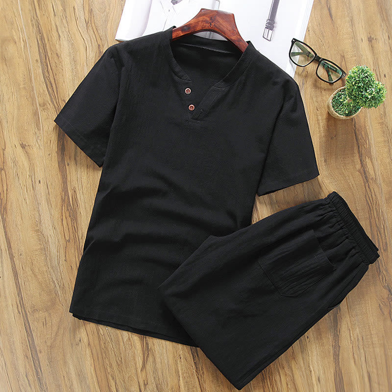 Completo da meditazione da uomo con motivo Buddha Stones, composto da t-shirt a maniche corte e pantaloncini con tasche, ideale per la meditazione. - Nero - US/UK/AU46, EU56 (5XL) - image 6