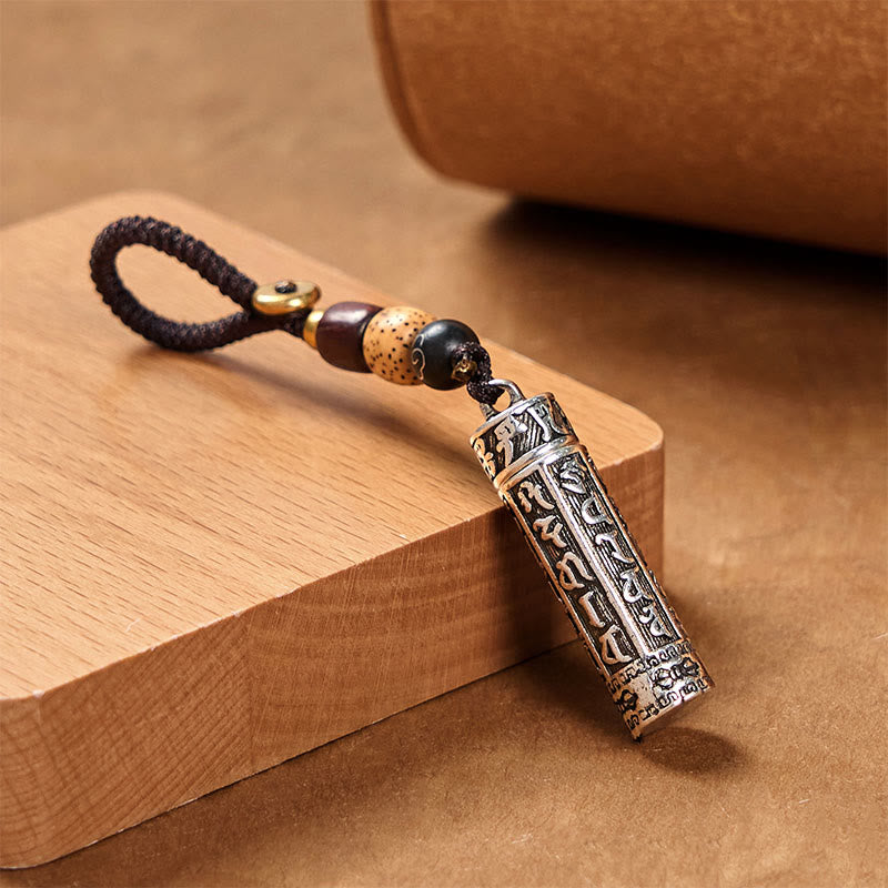 Buddha Stones Portachiavi tibetano Om Mani Padme Hum Shurangama Mantra Vajra modello rame purezza - image 1