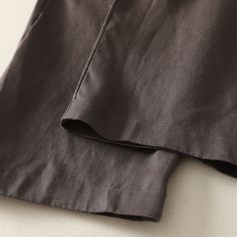 Pantaloni da donna in lino e cotone con tasche, modello Buddha Stones, tinta unita, semplici e quotidiani - image 14