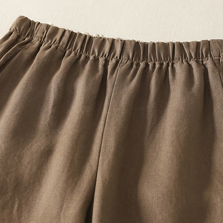 Pantaloni da donna in lino e cotone con tasche, modello Buddha Stones, tinta unita, semplici e quotidiani - image 8