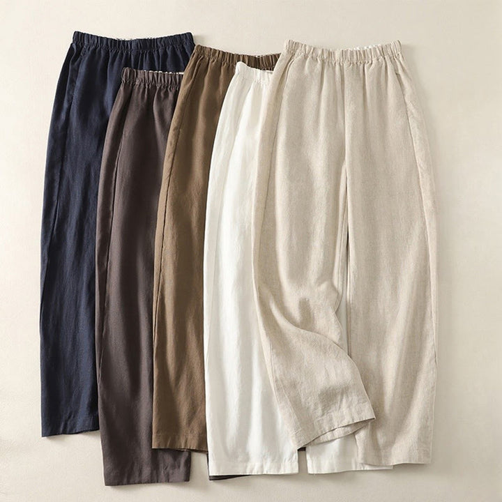 Pantaloni da donna in lino e cotone con tasche, modello Buddha Stones, tinta unita, semplici e quotidiani - image 20