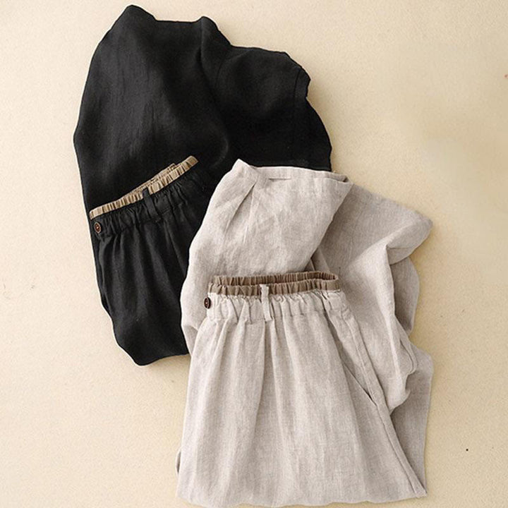Gonna da donna in lino e cotone con tasche, stile vintage casual, stile Buddha Stones, con spacchi laterali elasticizzati - image 16