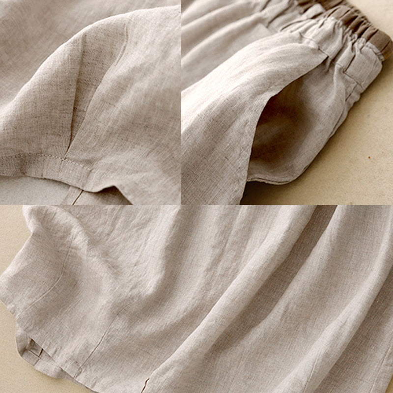 Gonna da donna in lino e cotone con tasche, stile vintage casual, stile Buddha Stones, con spacchi laterali elasticizzati - image 7