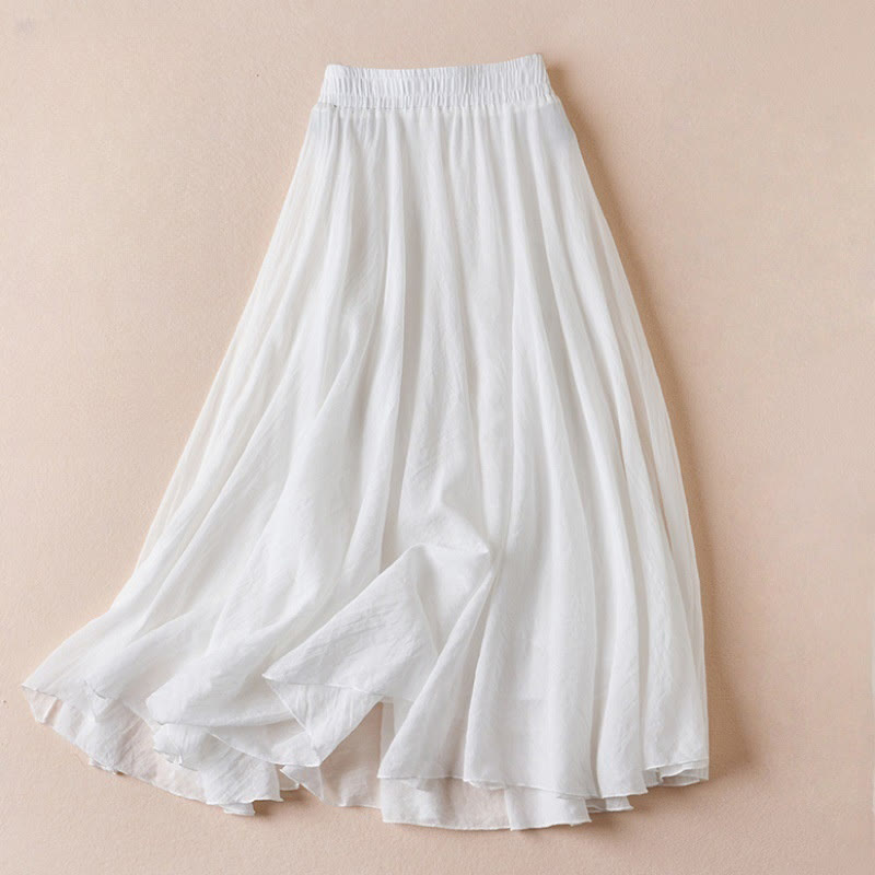 Gonna da donna a vita alta, stile vintage casual, tinta unita, con motivo Buddha Stones. - Bianco - US4, UK/AU8, EU36-38 (F) - image 24