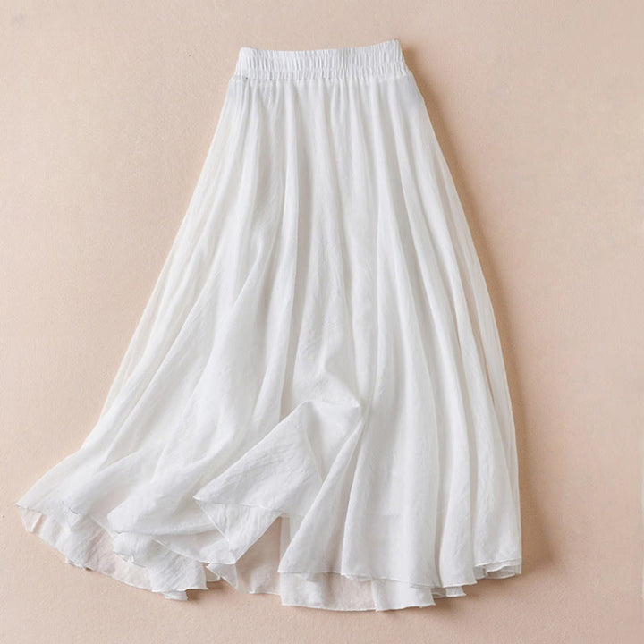 Gonna da donna a vita alta, stile vintage casual, tinta unita, con motivo Buddha Stones. - Bianco - US4, UK/AU8, EU36-38 (F) - image 24