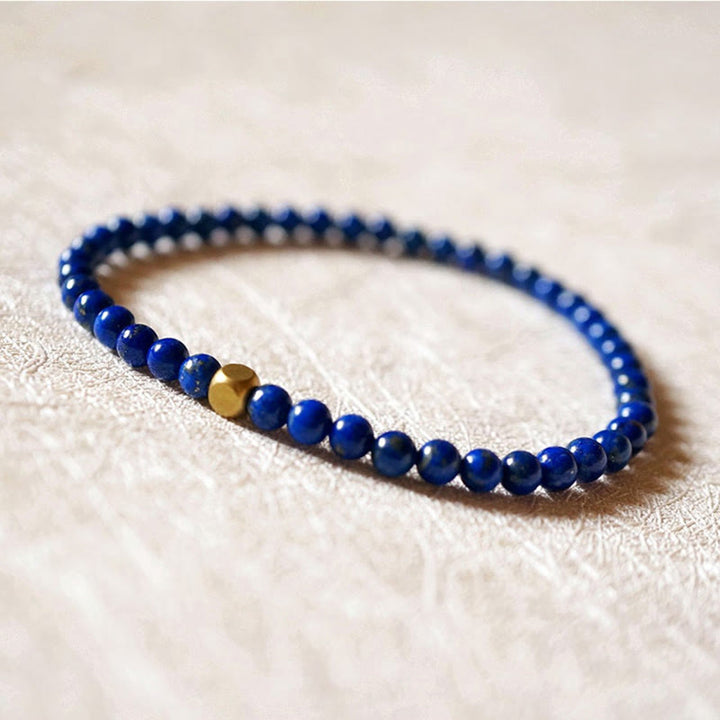 Bracciale Buddha Stones da 4 mm con perline di lapislazzuli e lazurite ultrasottili per la cura della persona - image 6
