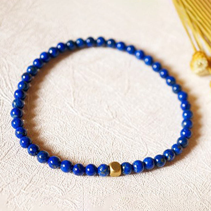 Bracciale Buddha Stones da 4 mm con perline di lapislazzuli e lazurite ultrasottili per la cura della persona - image 3