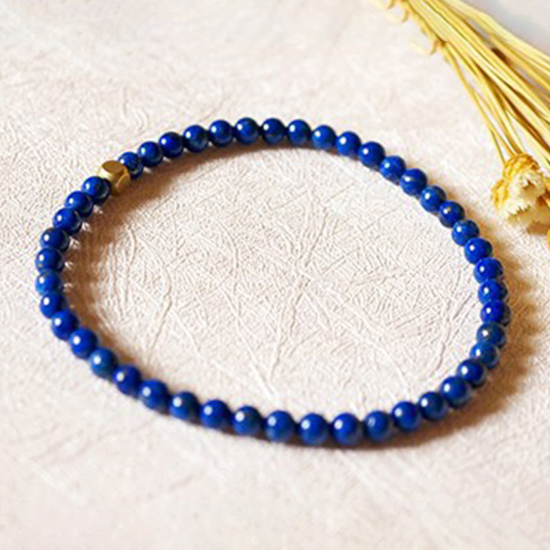 Bracciale Buddha Stones da 4 mm con perline di lapislazzuli e lazurite ultrasottili per la cura della persona - image 13