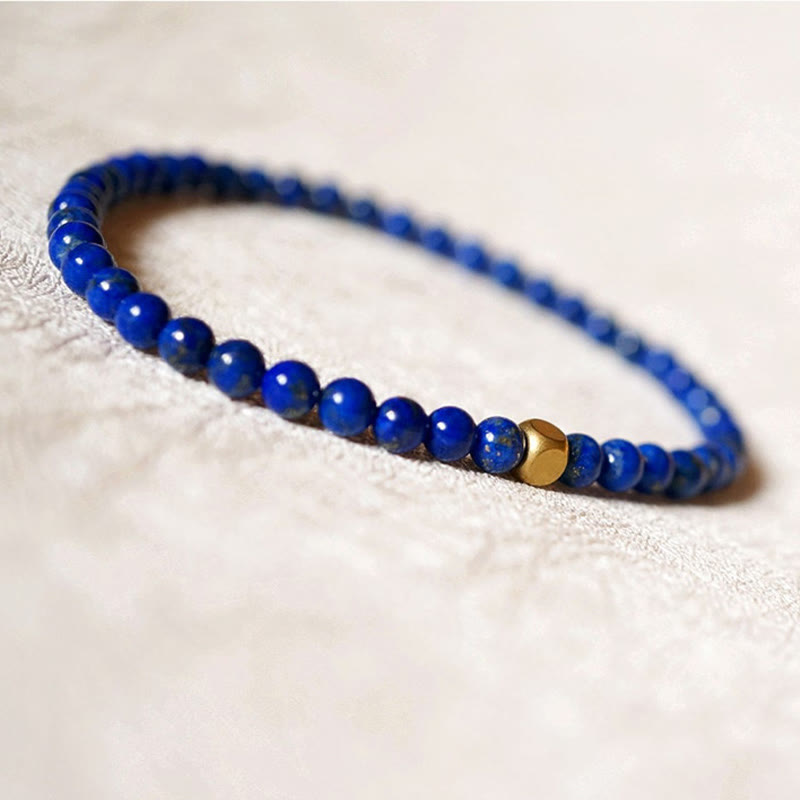 Bracciale Buddha Stones da 4 mm con perline di lapislazzuli e lazurite ultrasottili per la cura della persona - image 12