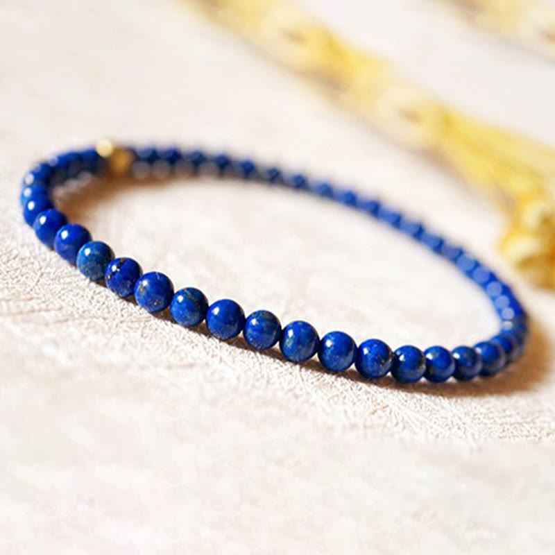 Bracciale Buddha Stones da 4 mm con perline di lapislazzuli e lazurite ultrasottili per la cura della persona - image 14