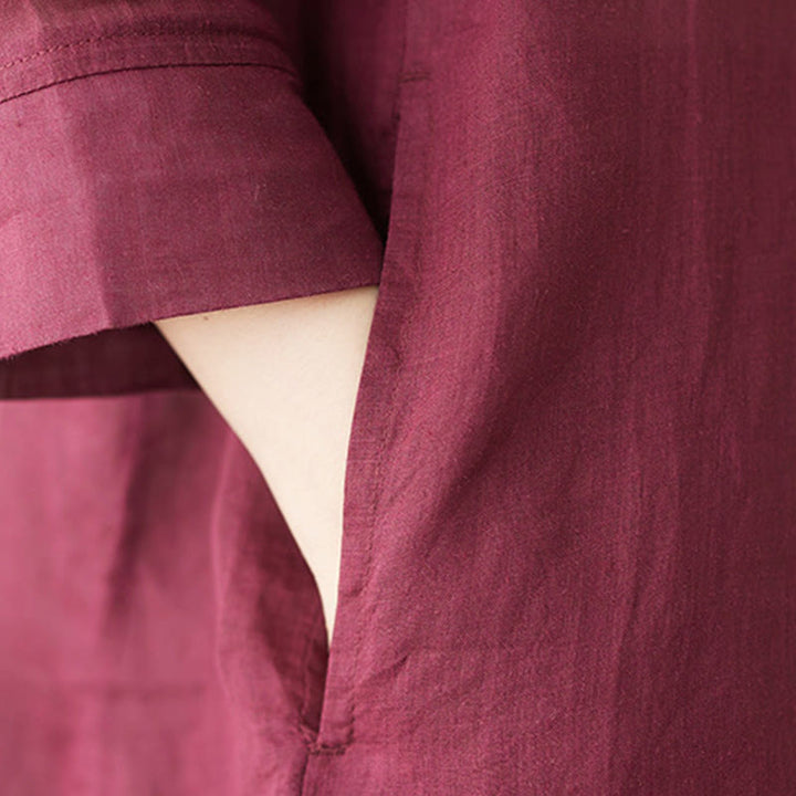Set da donna in cotone e lino con camicia e pantaloni a maniche a tre quarti, motivo: Buddha Stones , 2 pezzi - image 11