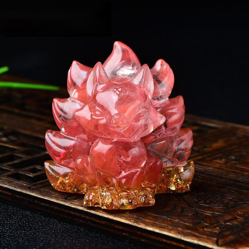 Buddha Stones naturali, vari cristalli, quarzo fragola, ametista, volpe a nove code, protezione, decorazione per la casa - Pietra rossa 5,5*4,5*5,5 cm - image 27