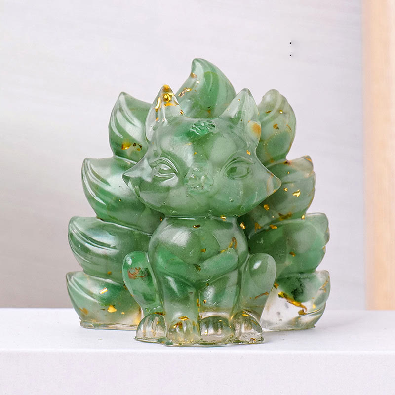 Buddha Stones piccole, varie pietre, quarzo fragola, ametista, avventurina verde, volpe a nove code, guarigione, decorazione per la casa - Avventurina verde - 8*8,7 cm - image 8