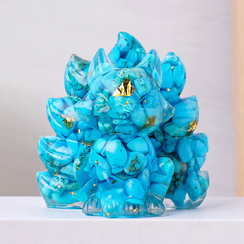 Buddha Stones piccole, varie pietre, quarzo fragola, ametista, avventurina verde, volpe a nove code, guarigione, decorazione per la casa - Blu Turchese - 8*8,7 cm - image 21