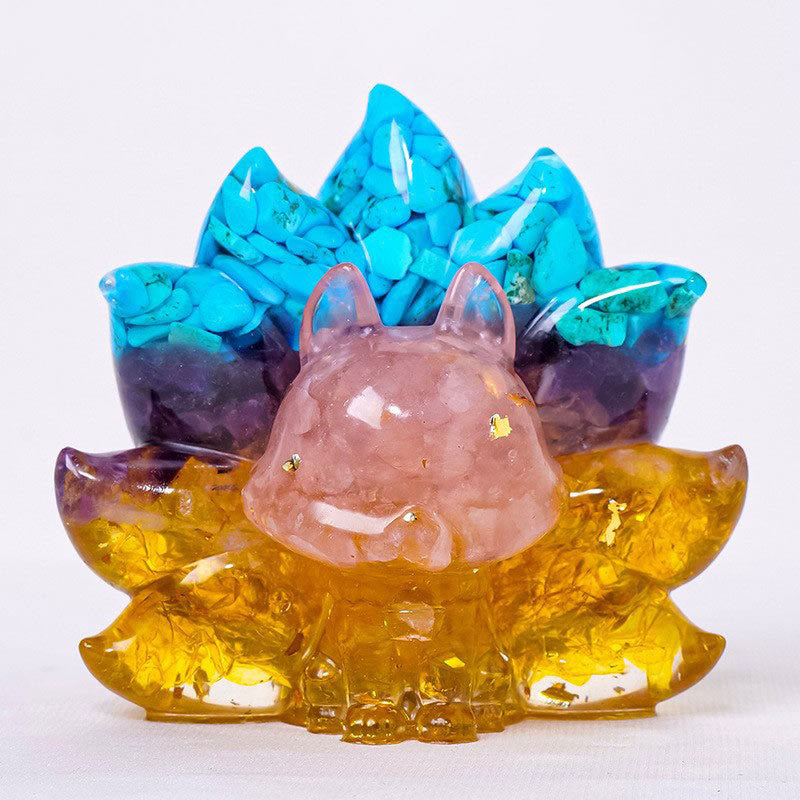 Buddha Stones piccole, varie pietre, quarzo fragola, ametista, avventurina verde, volpe a nove code, guarigione, decorazione per la casa - Turchese blu + ametista + citrino + cristallo rosa - 8*8,7 cm - image 26