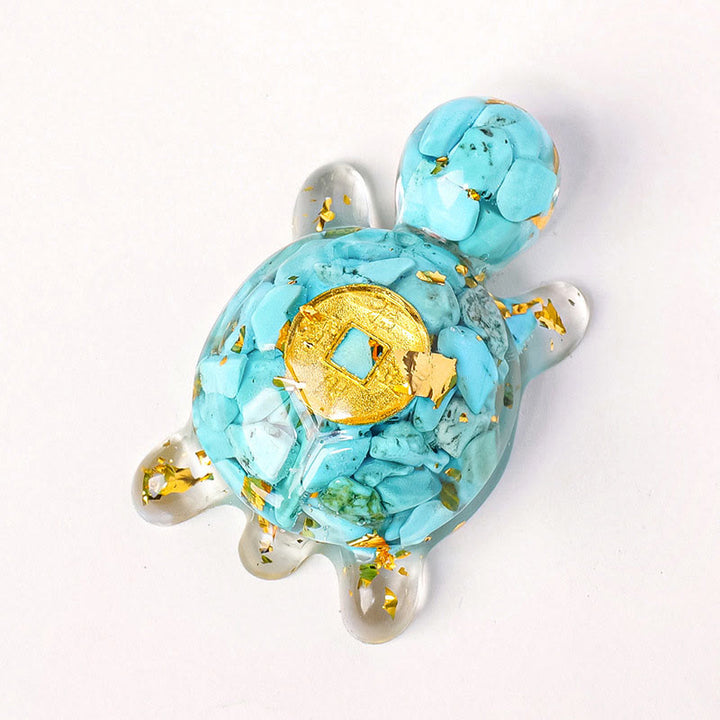 Buddha Stones, piccole, varie, cristalli, avventurina verde, ametista, tartaruga, monete di rame, portafortuna, decorazione per la casa - Turchese blu 5*3cm - image 15