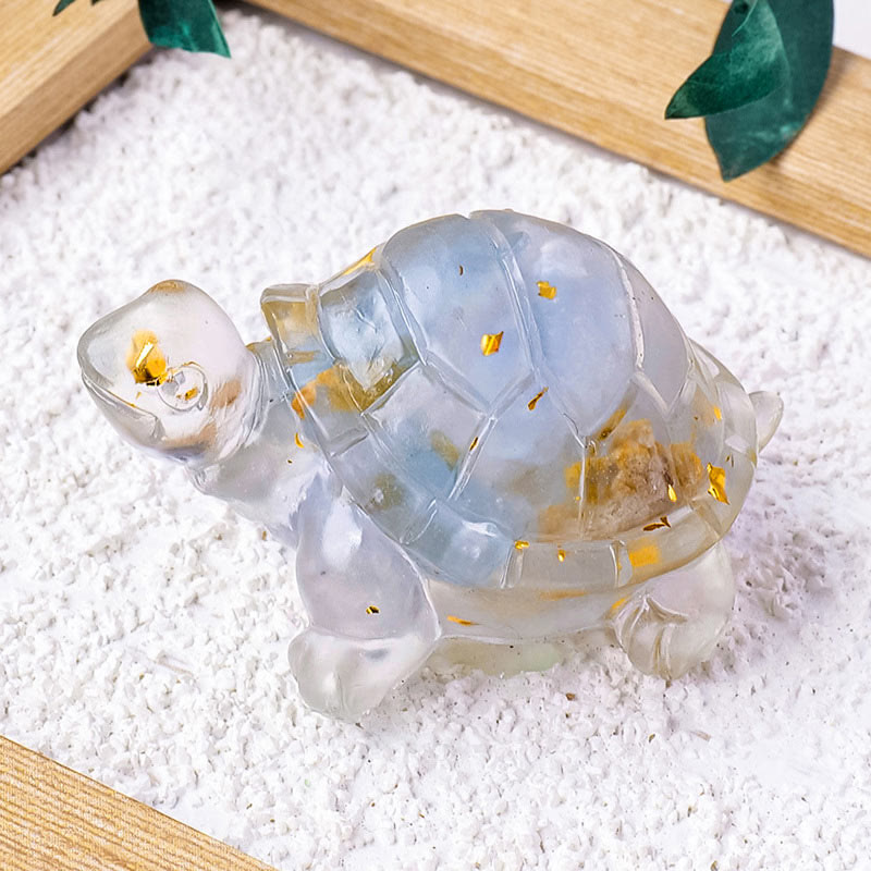Buddha Stones Varie Pietre Citrino Avventurina Verde Ametista Mini Tartaruga Prosperità Decorazione per la Casa - Celestite 5*3*2,7 cm - image 11