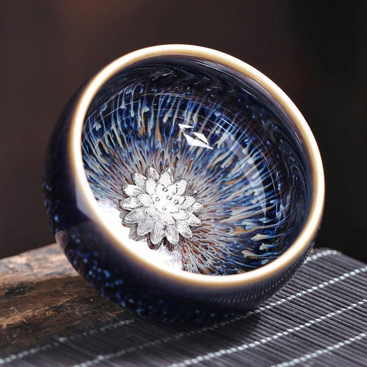 Tazza da tè in ceramica Buddha Stones 12 segni dello zodiaco cinese, realizzata a mano in Cina, motivo: Jianzhan, pesce koi, loto, drago, fenice, tazza da tè Kung Fu, 70 ml - Loto 7,2 cm*4,2 cm*70 ml - image 8
