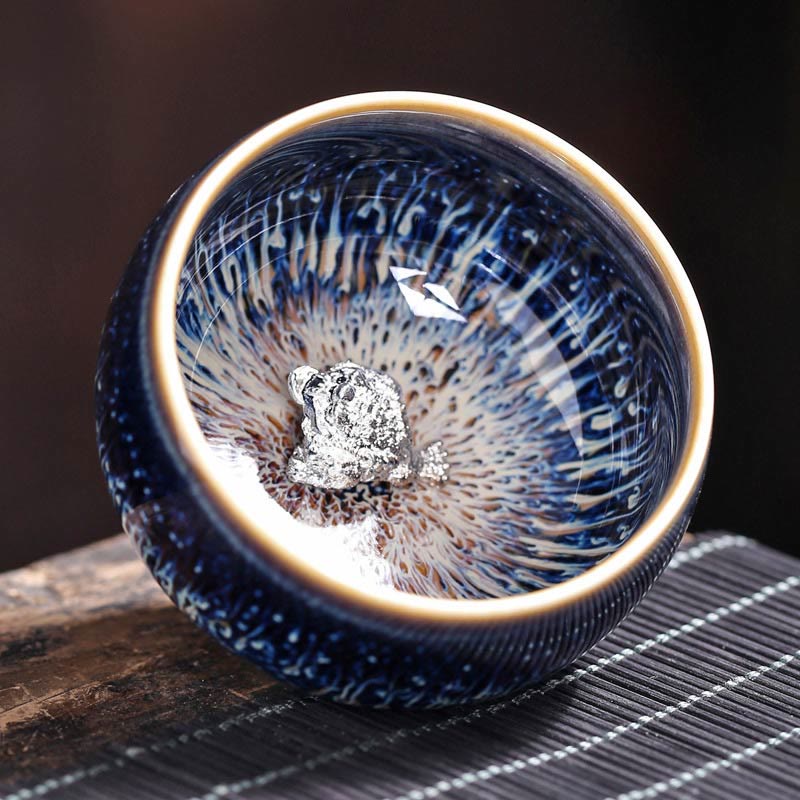 Tazza da tè in ceramica Buddha Stones 12 segni dello zodiaco cinese, realizzata a mano in Cina, motivo: Jianzhan, pesce koi, loto, drago, fenice, tazza da tè Kung Fu, 70 ml - Rospo 7,2 cm*4,2 cm*70 ml - image 12