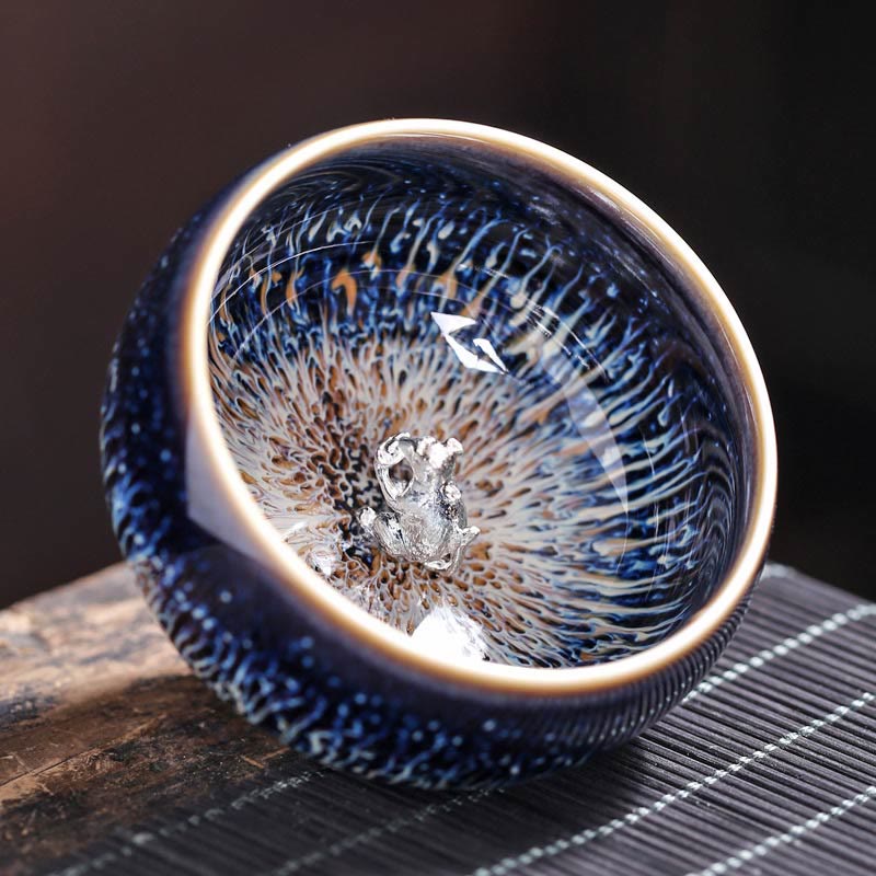 Tazza da tè in ceramica Buddha Stones 12 segni dello zodiaco cinese, realizzata a mano in Cina, motivo: Jianzhan, pesce koi, loto, drago, fenice, tazza da tè Kung Fu, 70 ml - Topo 7,2 cm*4,2 cm*70 ml - image 14