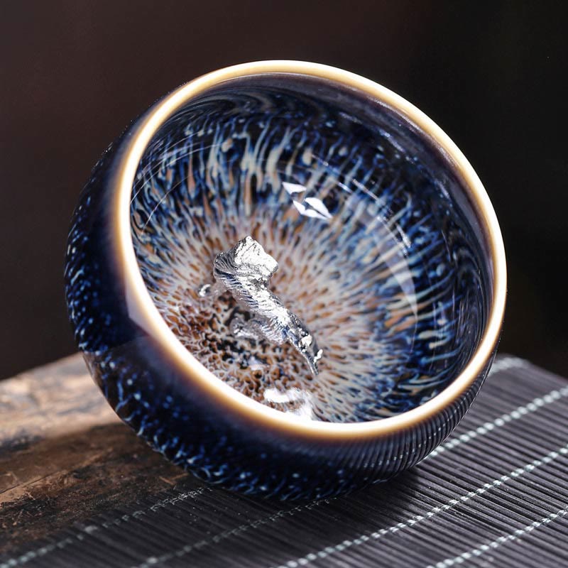 Tazza da tè in ceramica Buddha Stones 12 segni dello zodiaco cinese, realizzata a mano in Cina, motivo: Jianzhan, pesce koi, loto, drago, fenice, tazza da tè Kung Fu, 70 ml - Tigre 7,2 cm*4,2 cm*70 ml - image 17